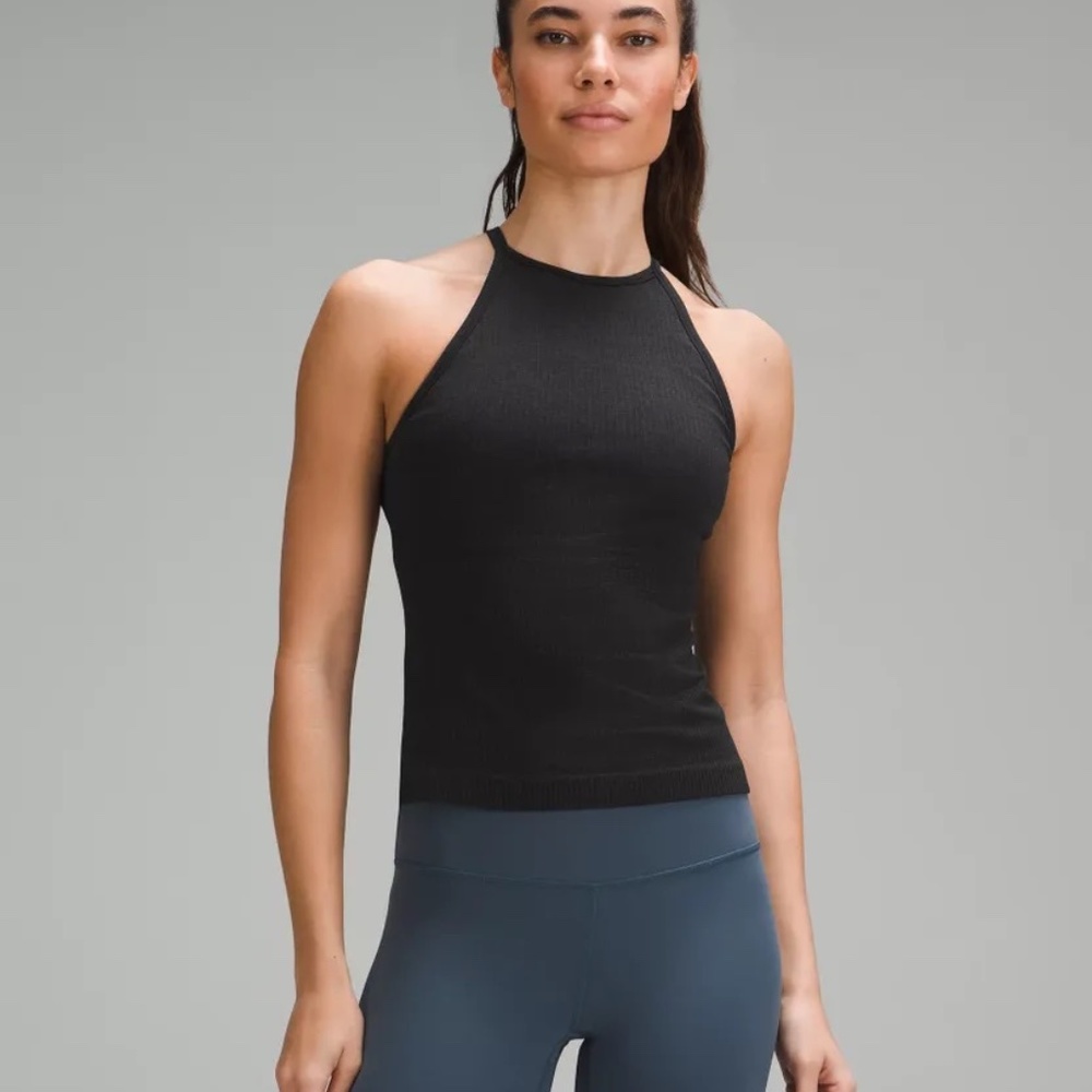 NWOT Lululemon Black High Neck Tank Top, Sz 4